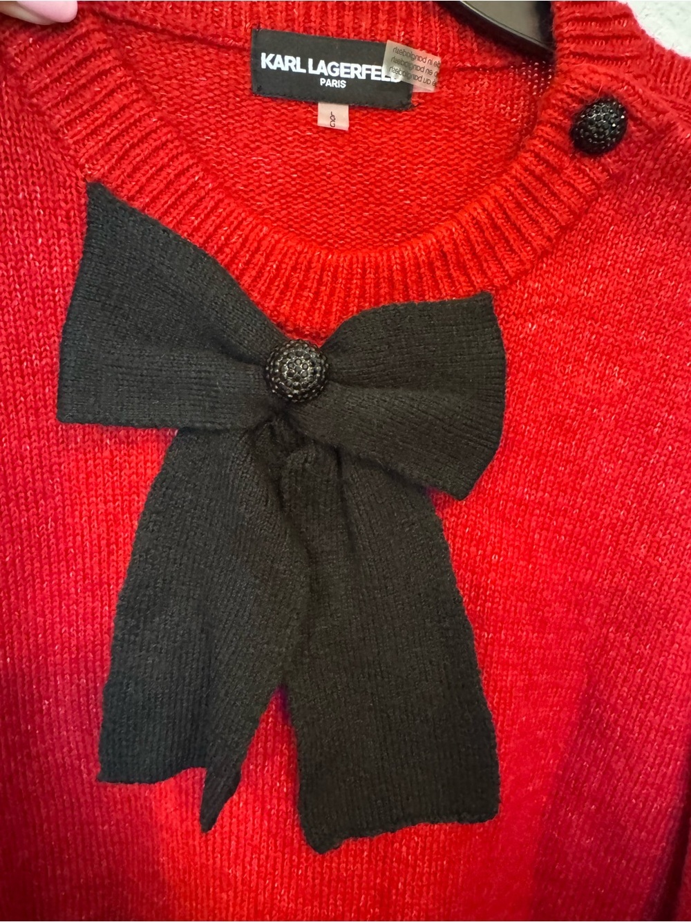 Karl Lagerfeld Paris Red Bow Sweater Women’s Size Large NWT - Picture 10 of 10